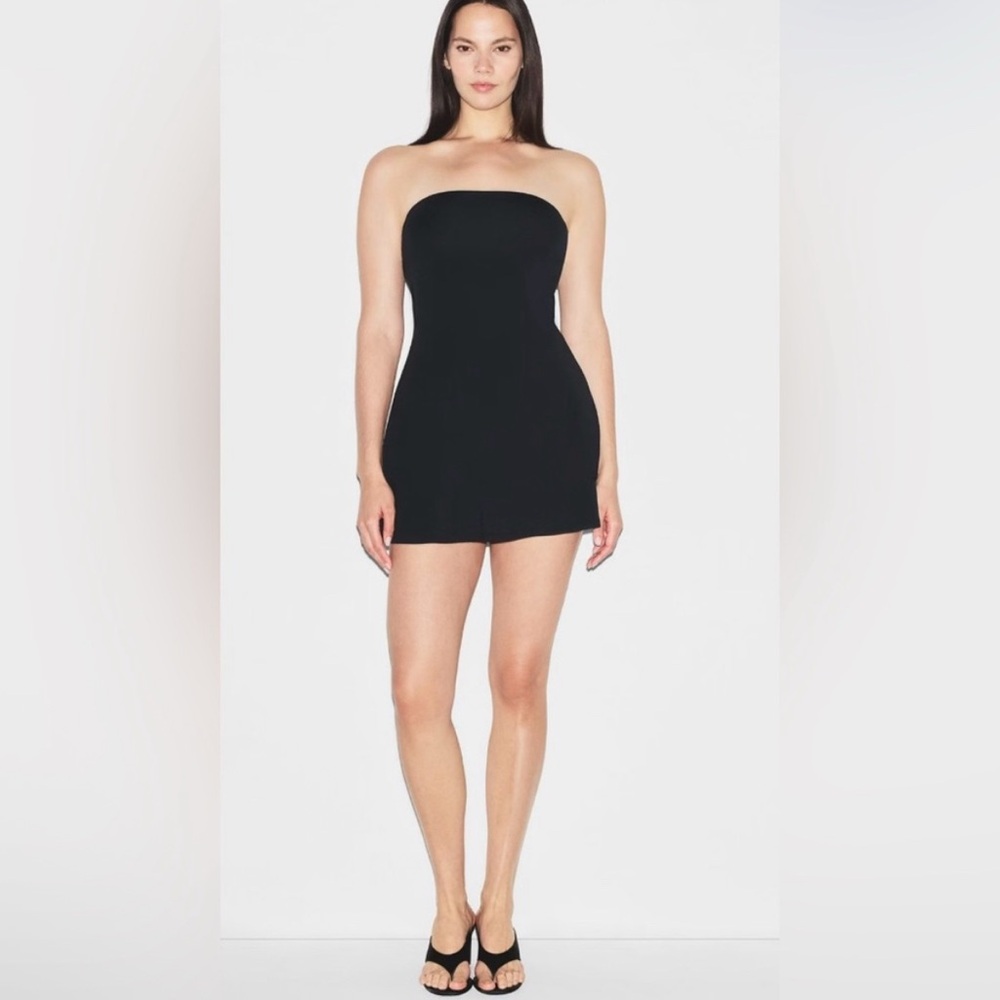 NWT SKIMS Smooth Lounge Strapless Mini Dress XL Obsidian